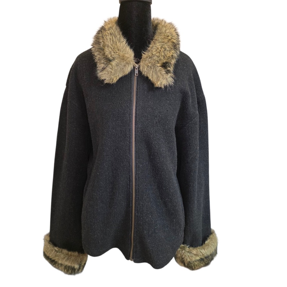 Tasha Polizzi for Cabela's Faux Fur Trim Zip Jacket Women's M/L Black